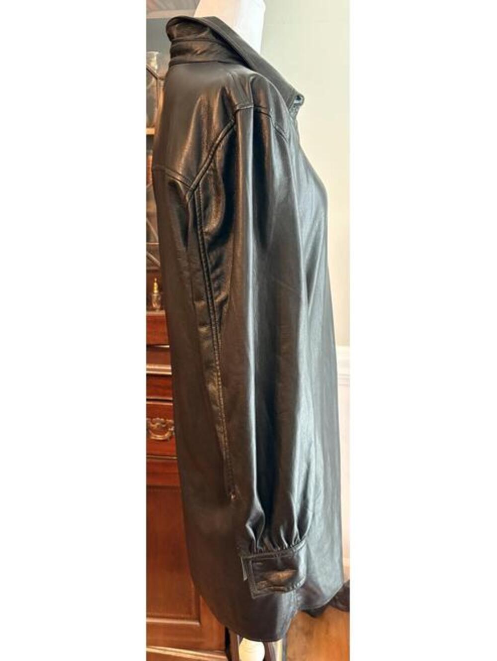 Aritzia Wilfred Black Vegan Leather Ganna Shirt Dress M - Picture 6 of 6
